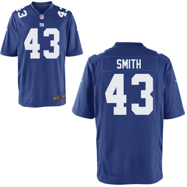 Nike Giants 43 Shane Smith Blue Youth Game Jersey