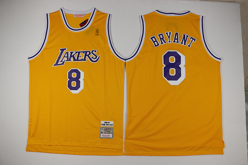 Lakers 8 Kobe Bryant Yellow 1996-97 Hardwood Classics Jersey