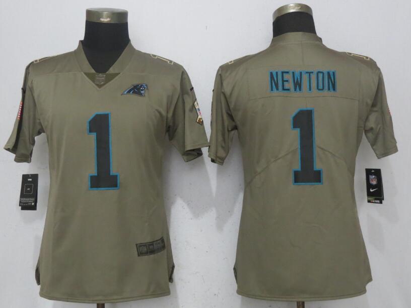 Nike Panthers 1 Cam Newton Olive Women Salute To Service Limited Jersey