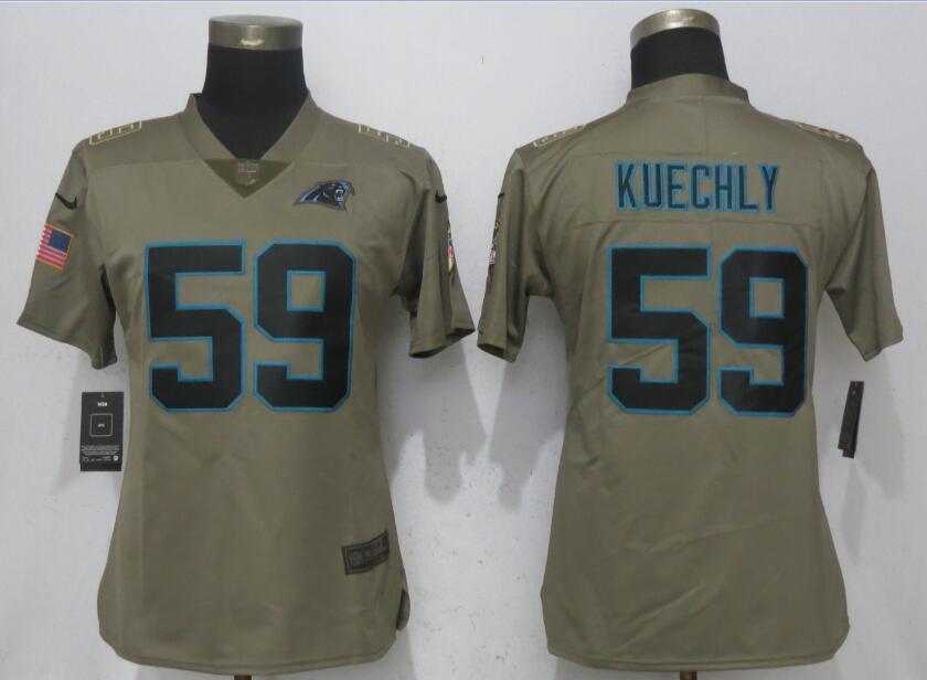 Nike Panthers 59 Luke Kuechly Olive Women Salute To Service Limited Jersey - Click Image to Close