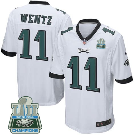 Nike Eagles 11 Carson Wentz White Youth 2018 Super Bowl Champions Game Jersey