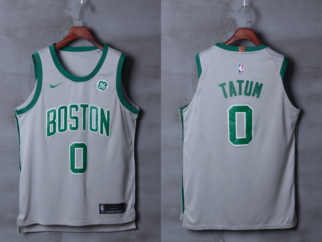 Celtics 0 Jayson Tatum Gray City Edition Nike Authentic Jersey