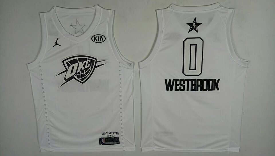 Thunder 0 Russell Westbrook White 2018 All-Star Game Jordan Brand Authentic Jersey