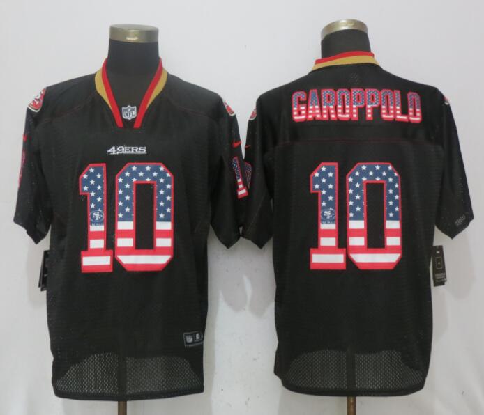 Nike 49ers 10 Jimmy Garoppolo Black USA Flag Fashion Elite Jersey