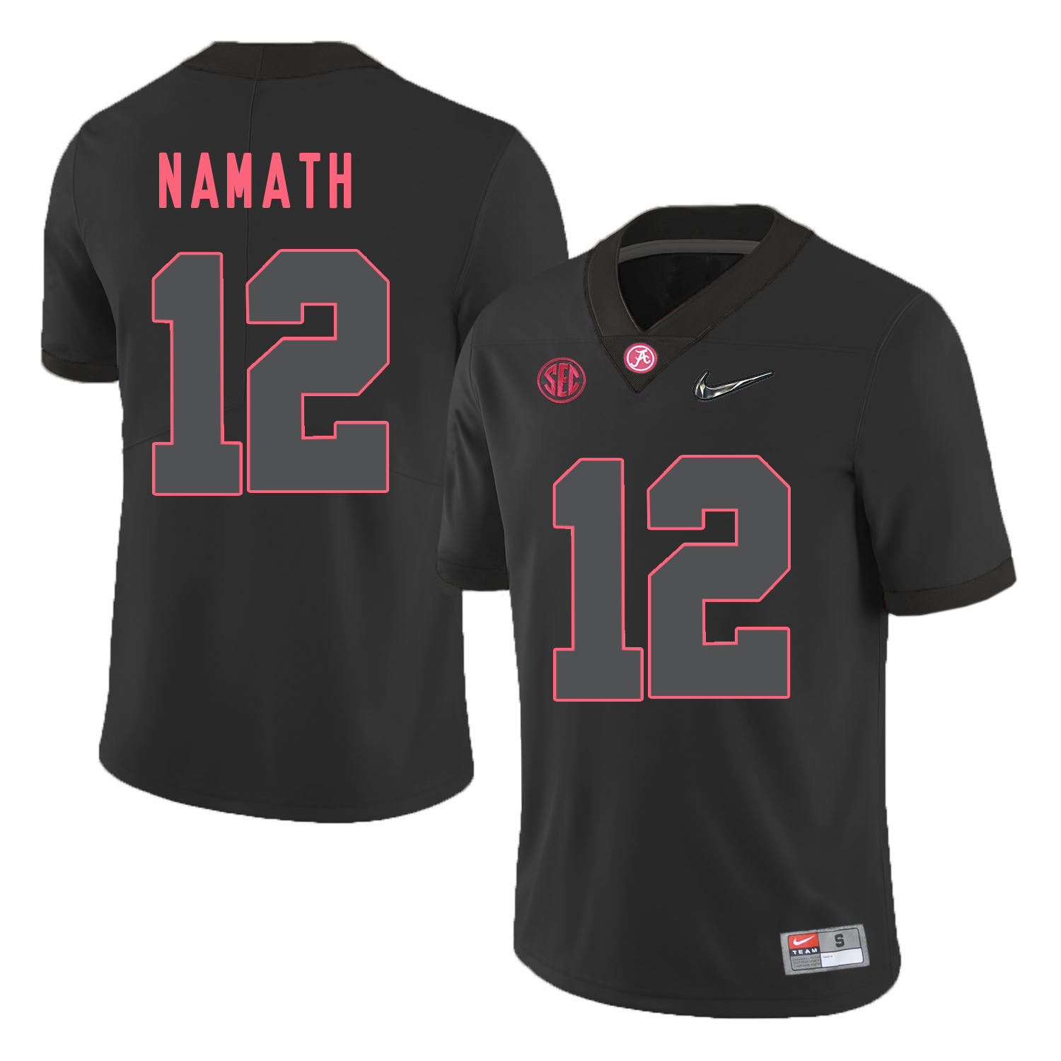 Alabama Crimson Tide 12 Joe Namath Black With Diamond Logo College Football Jersey