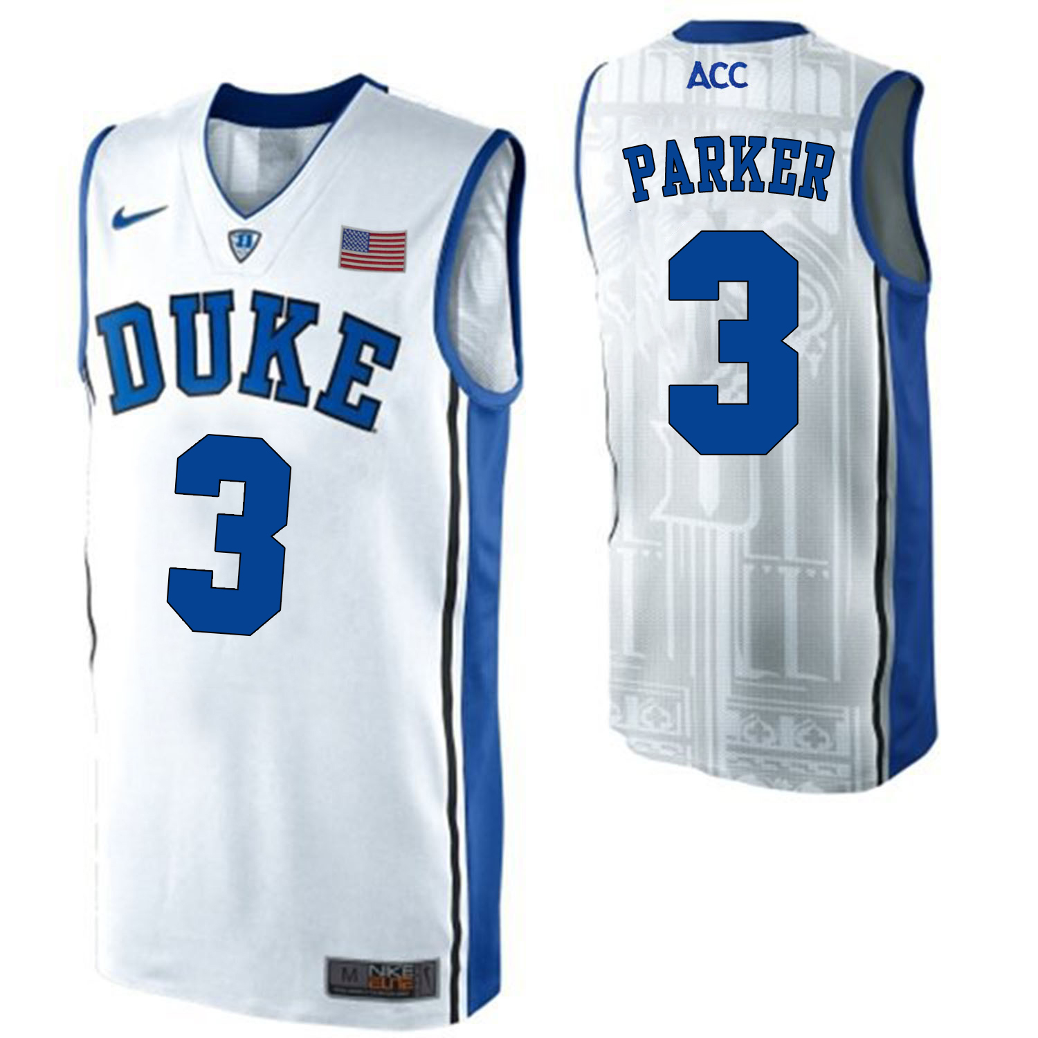 Duke Blue Devils 3 Jabari Parker White College Basketball Elite Jersey