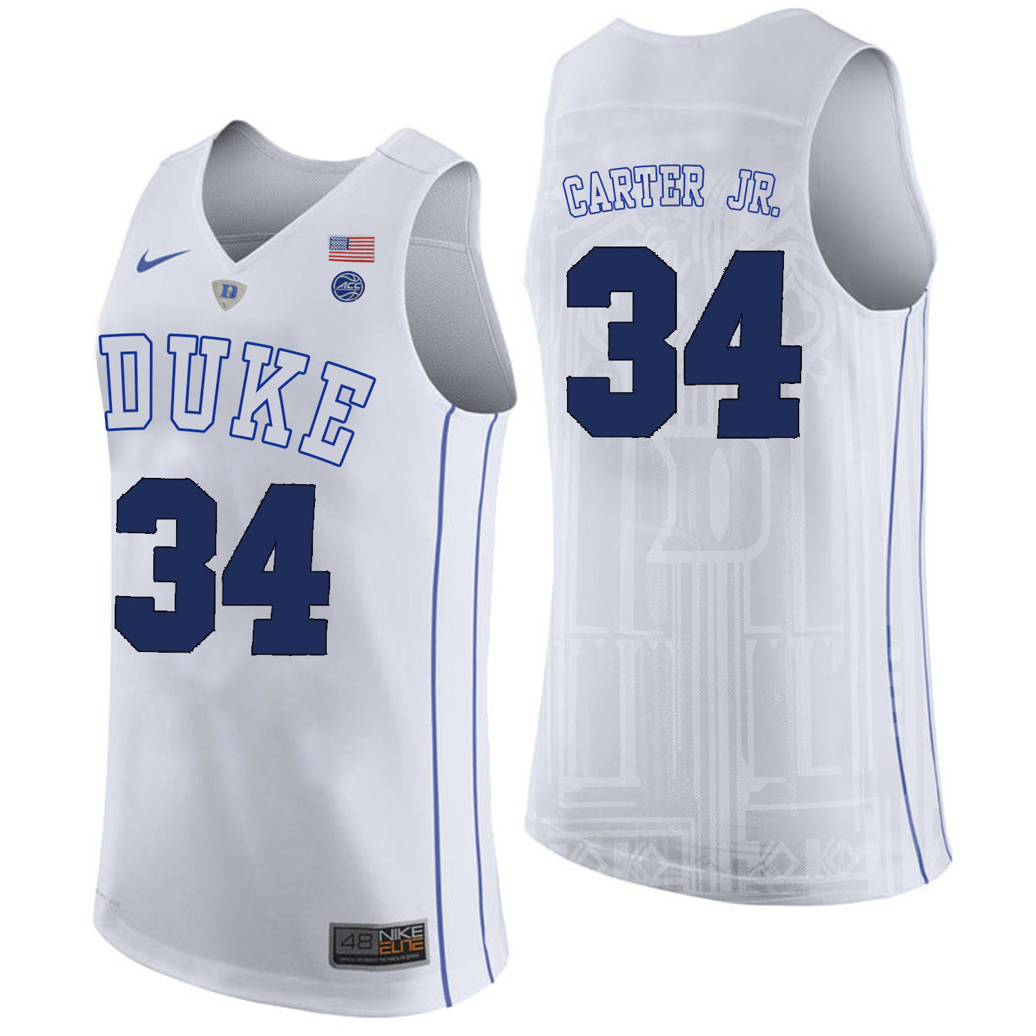 Duke Blue Devils 34 Wendell Carter Jr. White College Basketball Jersey