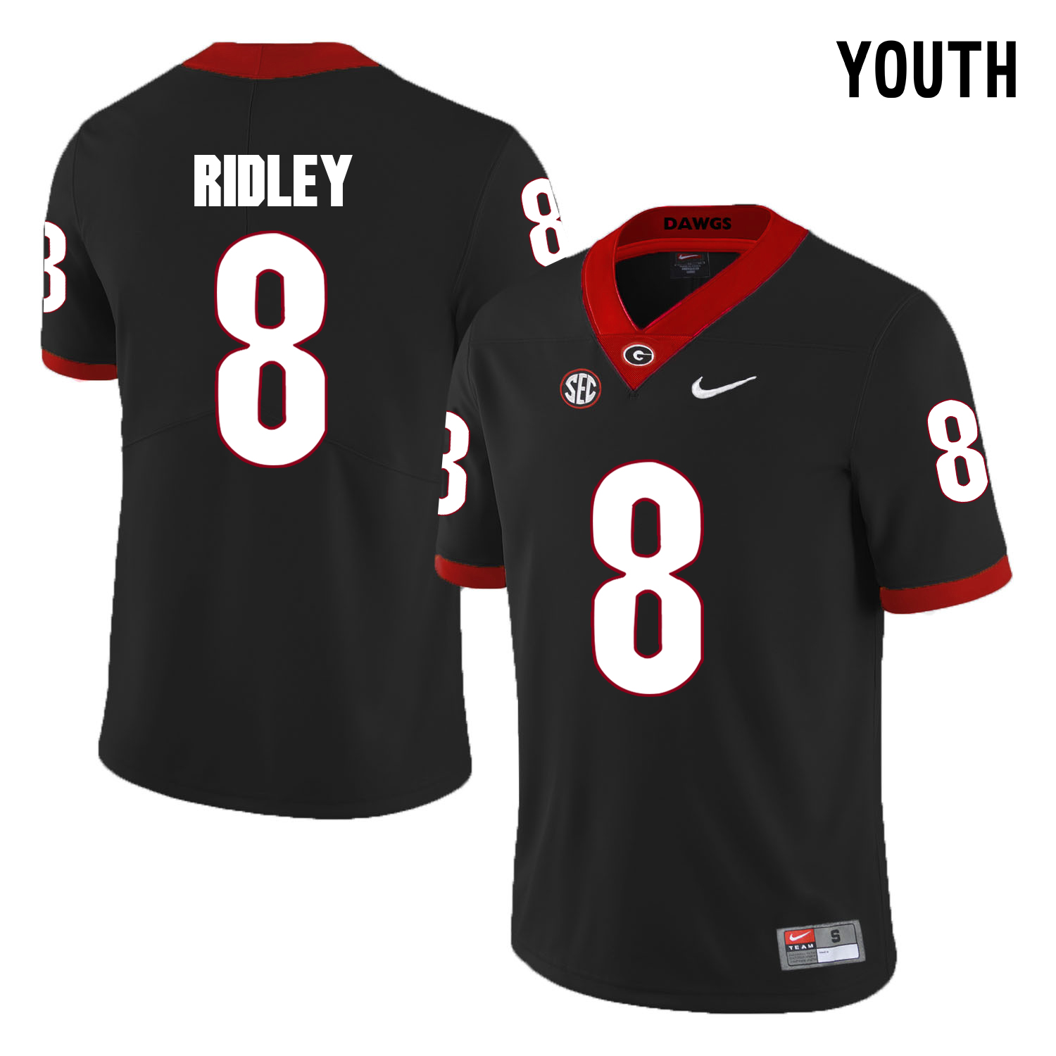 Georgia Bulldogs 8 Riley Ridley Black Youth College Football Jersey