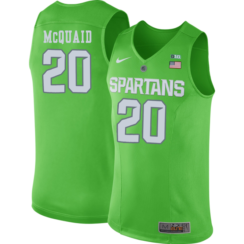Michigan State 20 Matt McQuaid Apple Green College Basketball Jersey