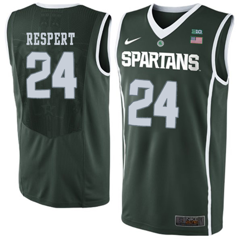 Michigan State 24 Shawn Respert Green College Basketball Jersey - Click Image to Close