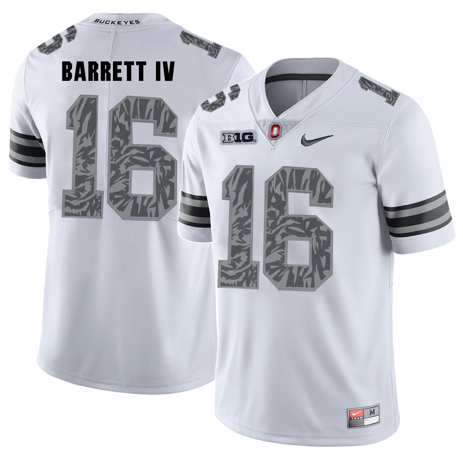 Ohio State Buckeyes 16 J.T. Barrett IV White Shadow College Football Jersey