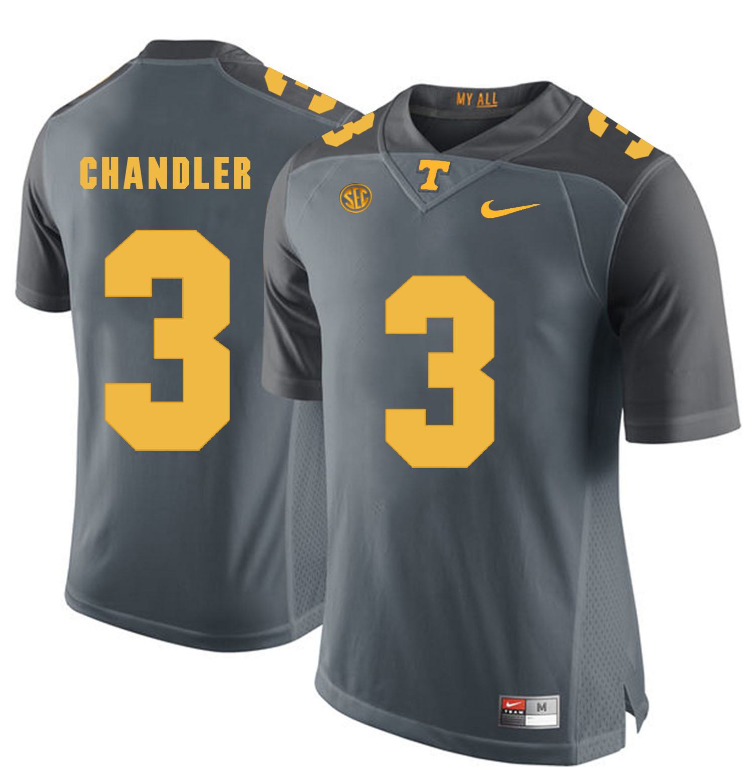 Tennessee Volunteers 3 White Ty Chandler Gray College Football Jersey