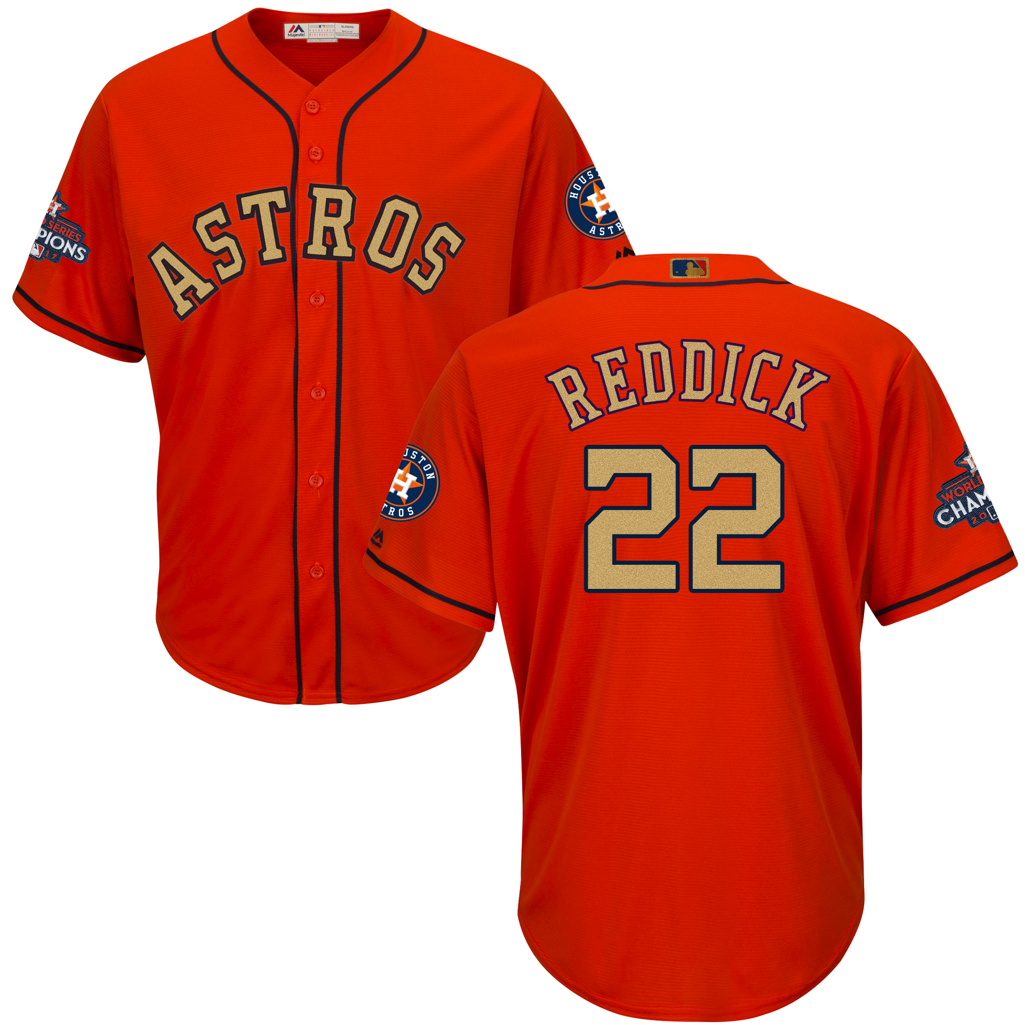 Astros 22 Josh Reddick Orange 2018 Gold Program Cool Base Jersey - Click Image to Close