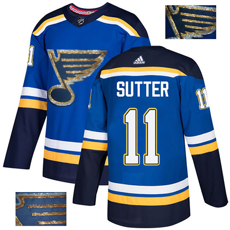 Blues 11 Brian Sutter Blue Glittery Edition Adidas Jersey