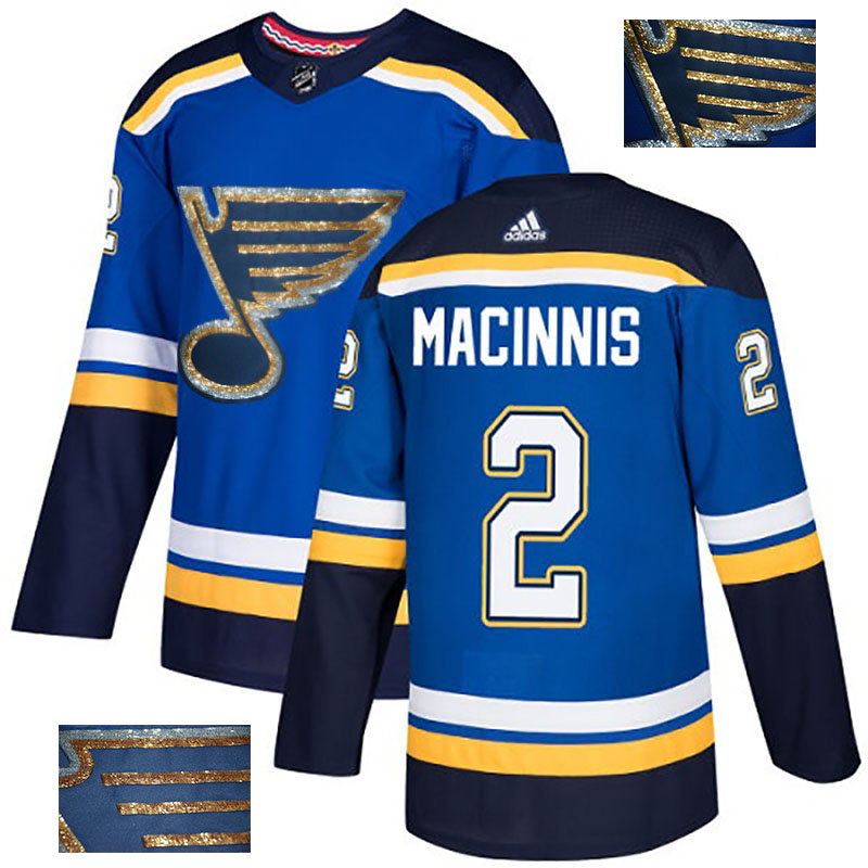 Blues 2 Al Macinnis Blue Glittery Edition Adidas Jersey