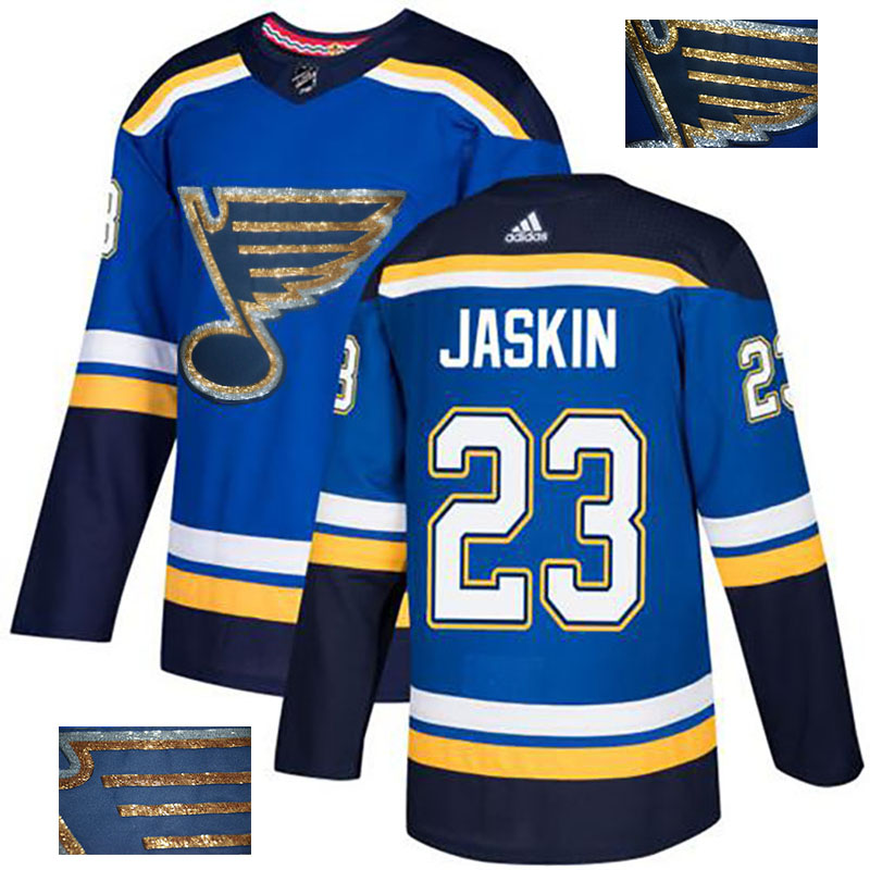 Blues 23 Dmitrij Jaskin Blue Glittery Edition Adidas Jersey - Click Image to Close