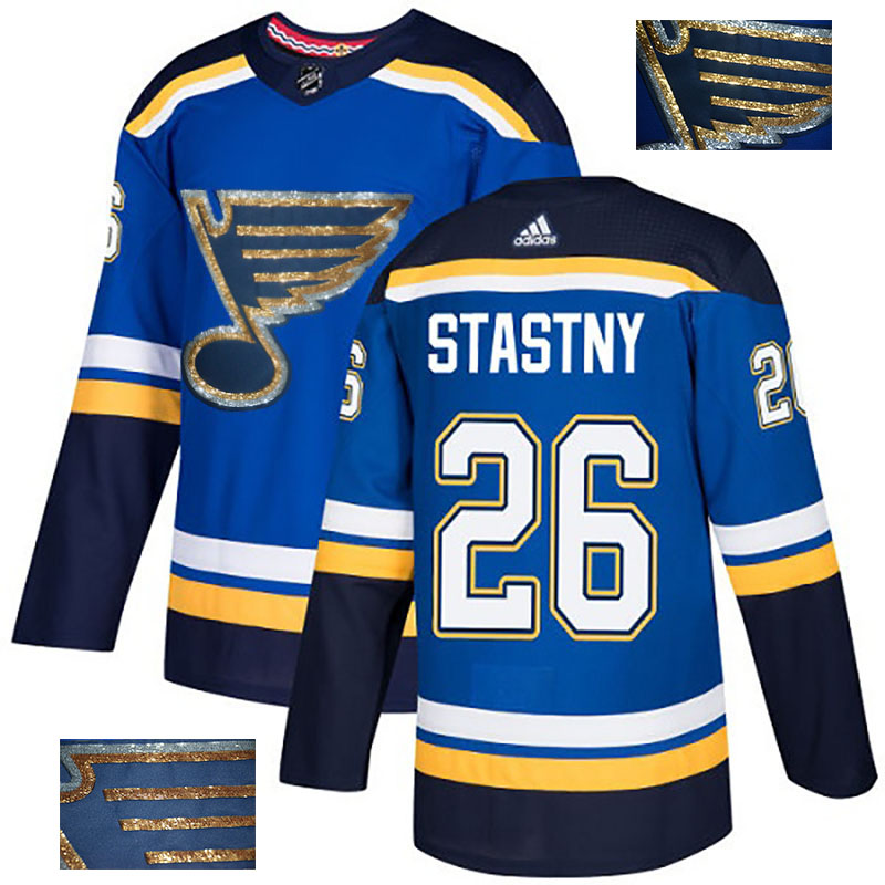 Blues 26 Paul Stastny Blue Glittery Edition Adidas Jersey