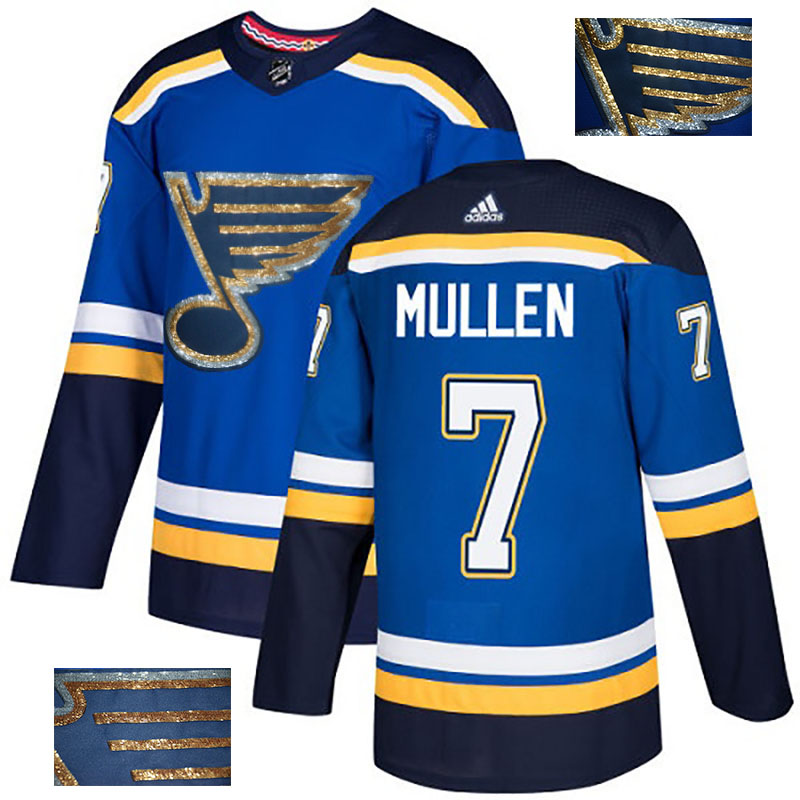 Blues 7 Joe Mullen Blue Glittery Edition Adidas Jersey