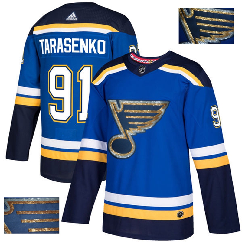 Blues 91 Vladimir Tarasenko Blue Glittery Edition Adidas Jersey