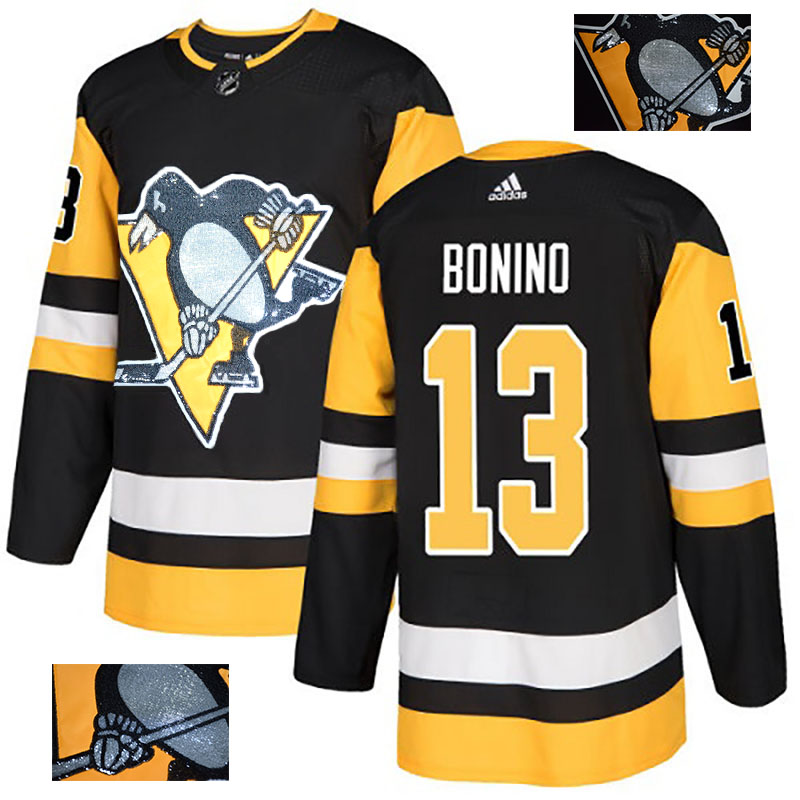 Penguins 13 Nick Bonino Black Glittery Edition Adidas Jersey - Click Image to Close