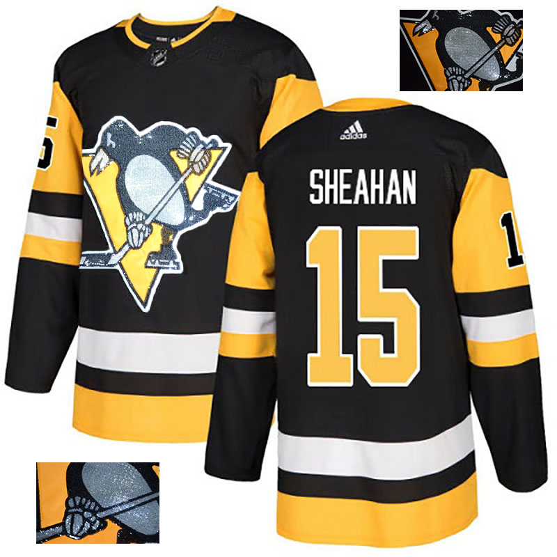 Penguins 15 Riley Sheahan Black Glittery Edition Adidas Jersey
