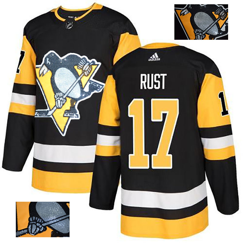 Penguins 17 Bryan Rust Black Glittery Edition Adidas Jersey