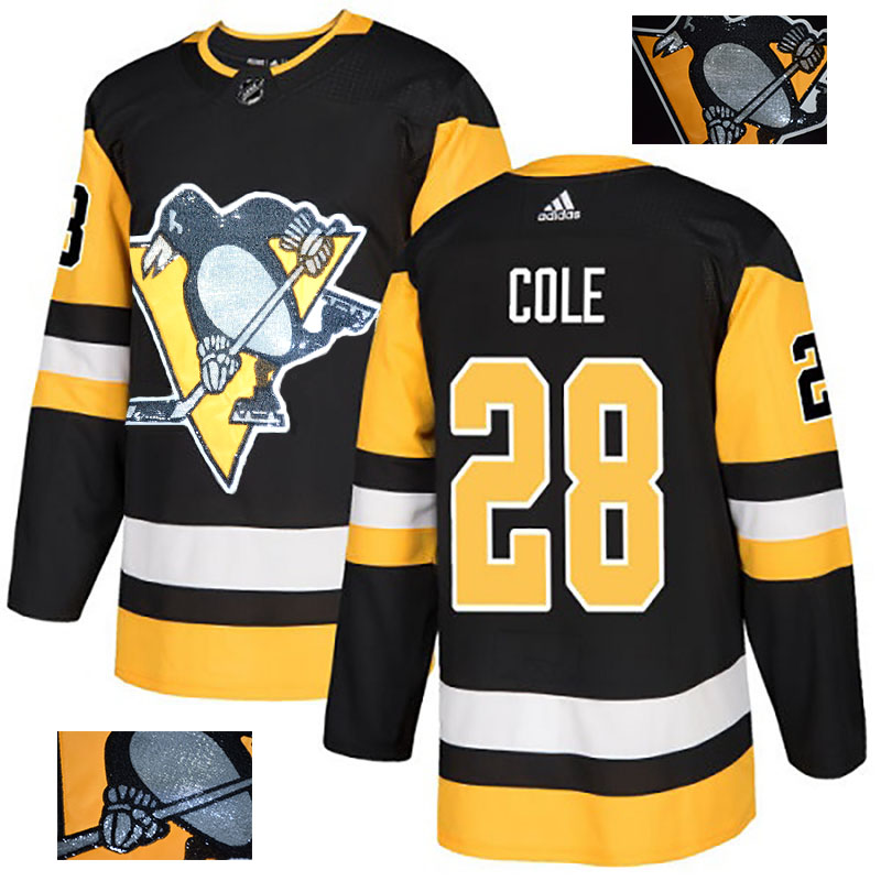 Penguins 28 Ian Cole Black Glittery Edition Adidas Jersey