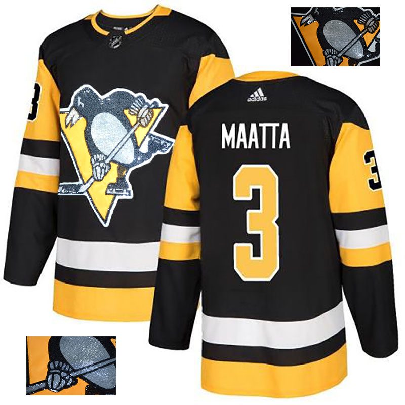 Penguins 3 Olli Maatta Black Glittery Edition Adidas Jersey