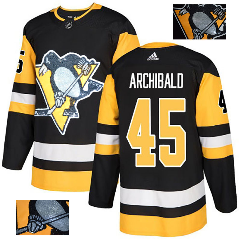 Penguins 45 Josh Archibald Black Glittery Edition Adidas Jersey
