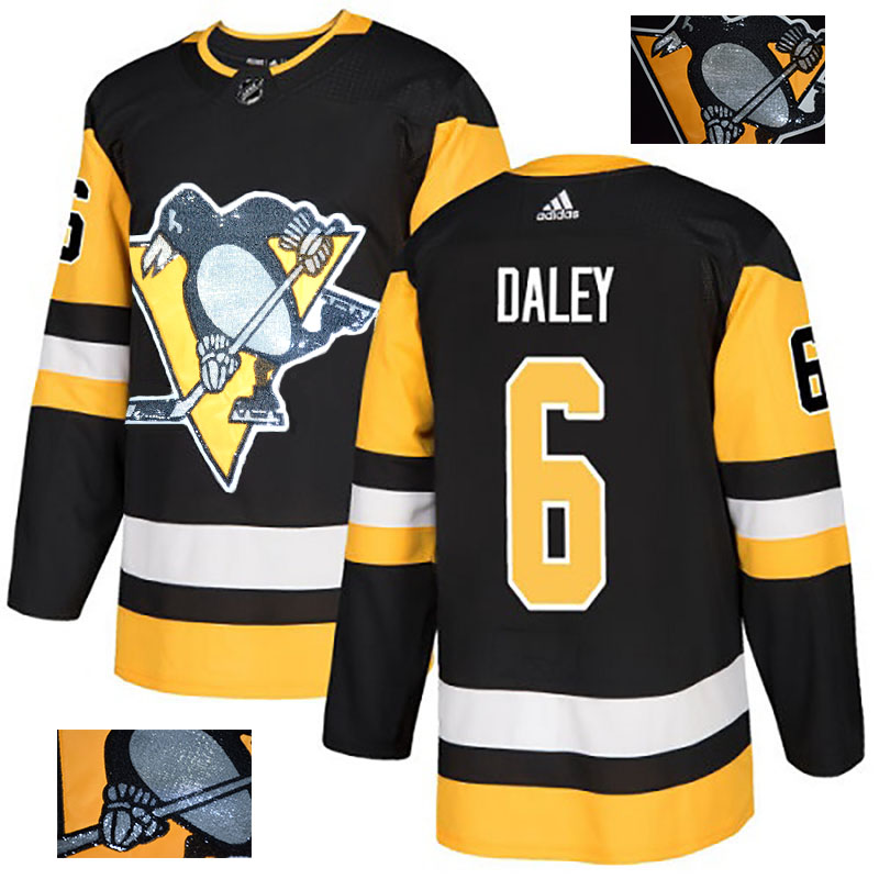 Penguins 6 Trevor Daley Black Glittery Edition Adidas Jersey