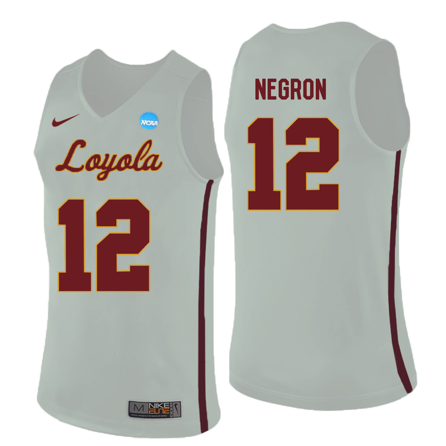 Loyola (Chi) Ramblers 12 Christian Negron White College Basketball Jersey