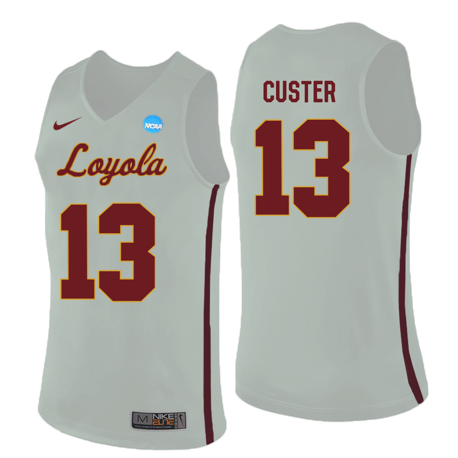 Loyola (Chi) Ramblers 13 Clayton Custer White College Basketball Jersey