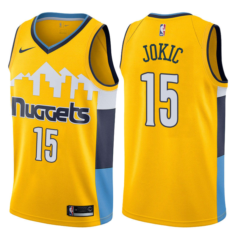 Nuggets 15 Nikola Jokic Yellow Nike Swingman Jersey