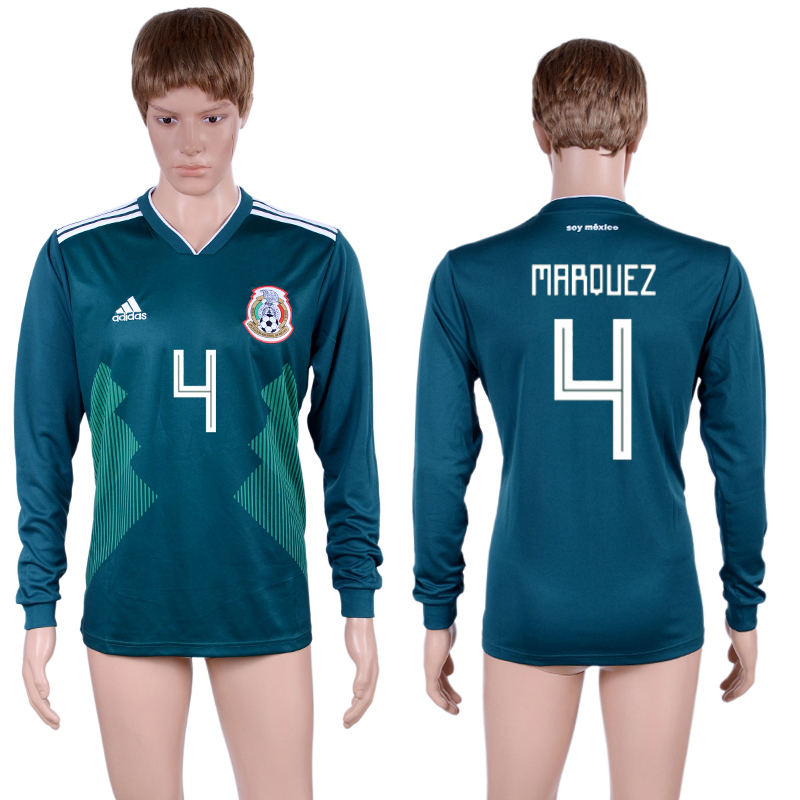 Mexico 4 MARQUEZ Home 2018 FIFA World Cup Long Sleeve Thailand Soccer Jersey - Click Image to Close