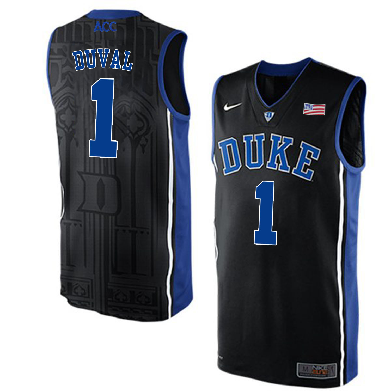 Duke Blue Devils 1 Trevon Duval Black Nike Elite College Basketball Jersey