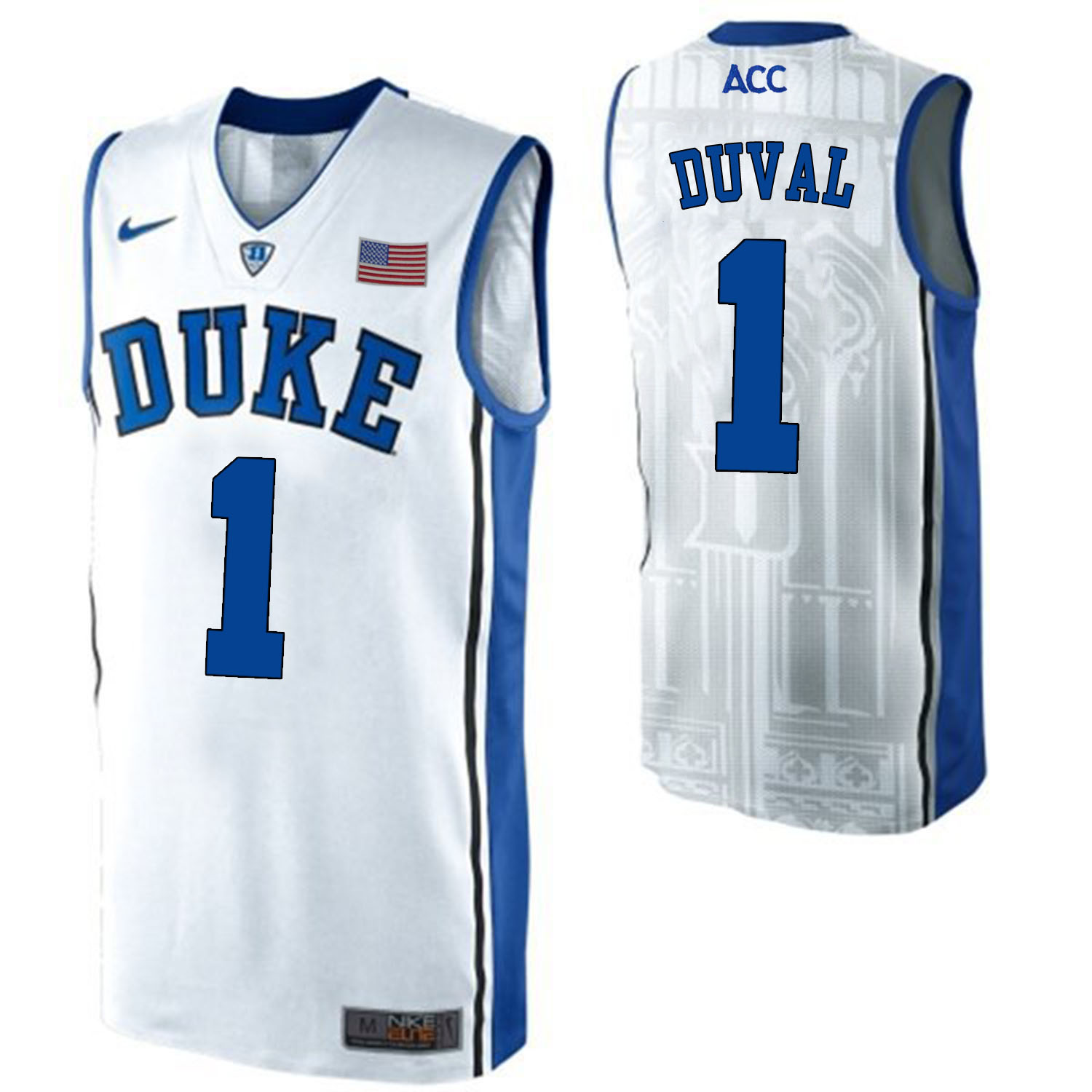 Duke Blue Devils 1 Trevon Duval White Nike Elite College Basketball Jersey
