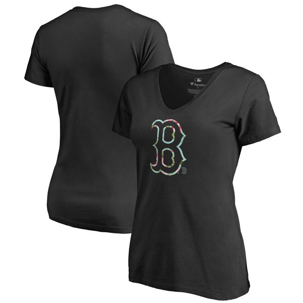 Boston Red Sox Fanatics Branded Women's Lovely Plus Size V Neck T-Shirt Black