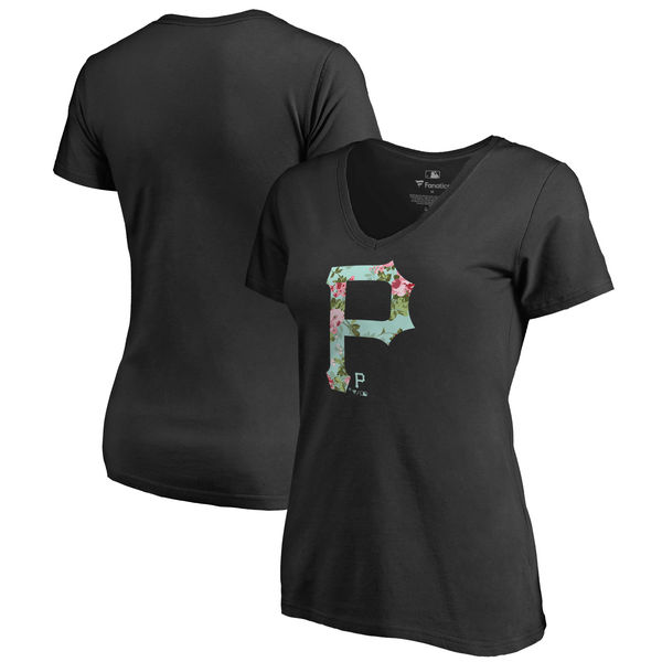 Pittsburgh Pirates Fanatics Branded Women's Lovely V Neck T-Shirt Black