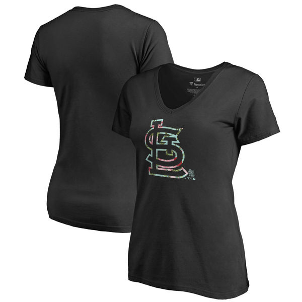St. Louis Cardinals Fanatics Branded Women's Lovely V Neck T-Shirt Black