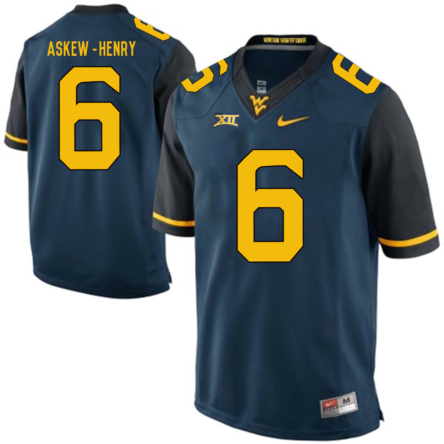 West Virginia Mountaineers 6 Dravon Askew-Henry Blue College Football Jersey