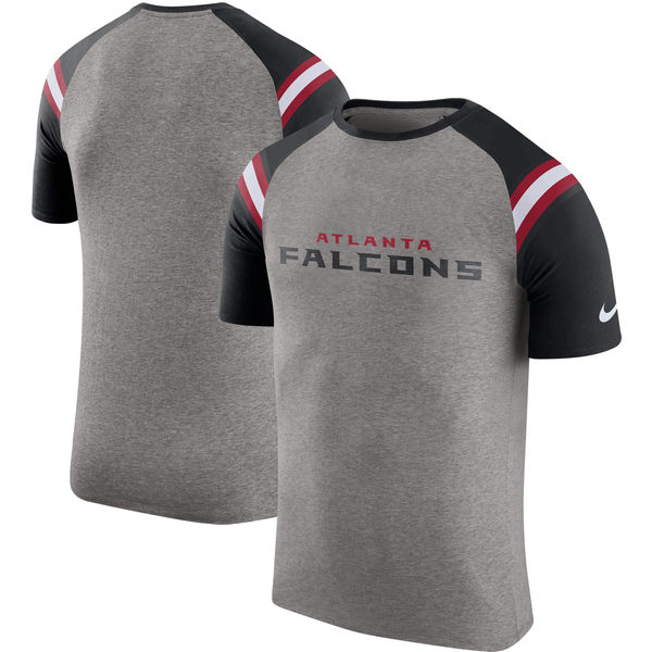 Atlanta Falcons Nike Enzyme Shoulder Stripe Raglan T-Shirt Heathered Gray - Click Image to Close