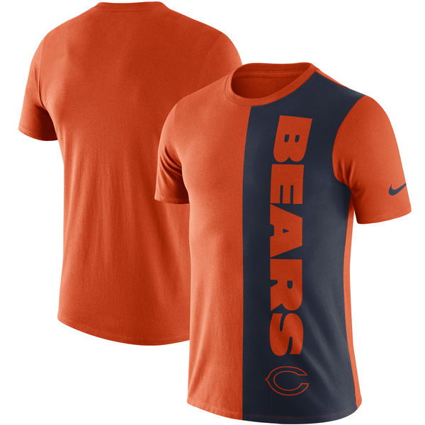 Chicago Bears Nike Coin Flip Tri Blend T-Shirt Orange/Navy - Click Image to Close