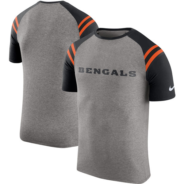 Cincinnati Bengals Nike Enzyme Shoulder Stripe Raglan T-Shirt Heathered Gray
