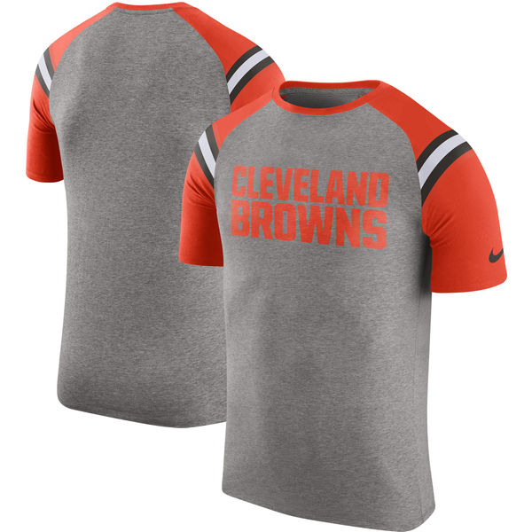Cleveland Browns Nike Enzyme Shoulder Stripe Raglan T-Shirt Heathered Gray