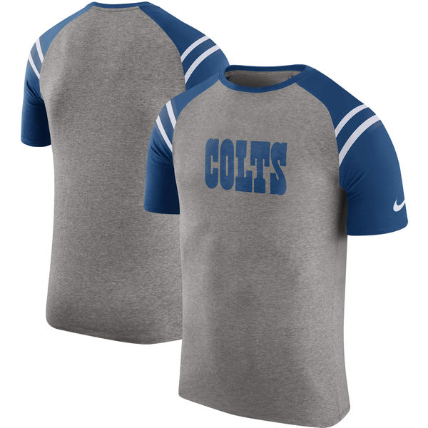Indianapolis Colts Nike Enzyme Shoulder Stripe Raglan T-Shirt Heathered Gray