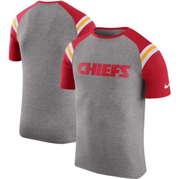 Kansas City Chiefs Nike Enzyme Shoulder Stripe Raglan T-Shirt Heathered Gray