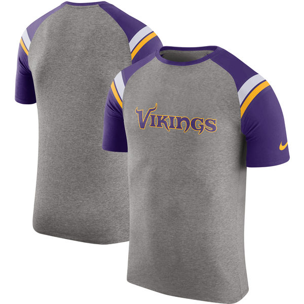 Minnesota Vikings Nike Enzyme Shoulder Stripe Raglan T-Shirt Heathered Gray
