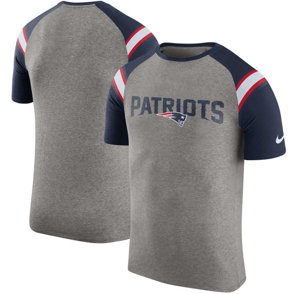 New England Patriots Nike Enzyme Shoulder Stripe Raglan T-Shirt Heathered Gray
