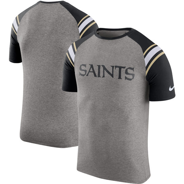 New Orleans Saints Nike Enzyme Shoulder Stripe Raglan T-Shirt Heathered Gray