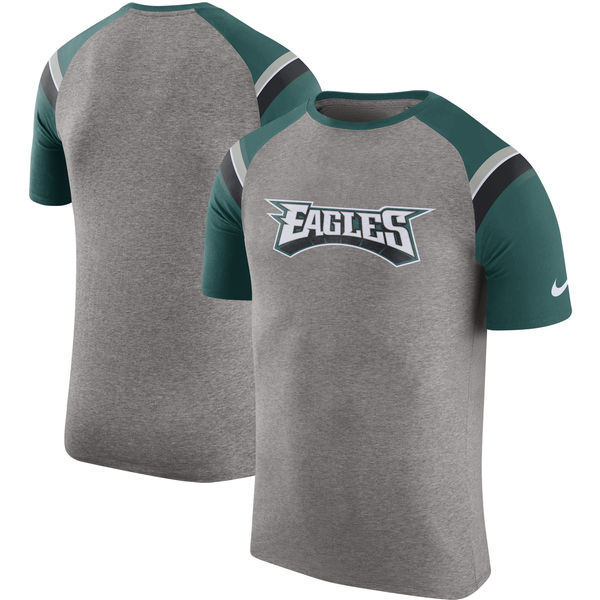 Philadelphia Eagles Nike Enzyme Shoulder Stripe Raglan T-Shirt Heathered Gray
